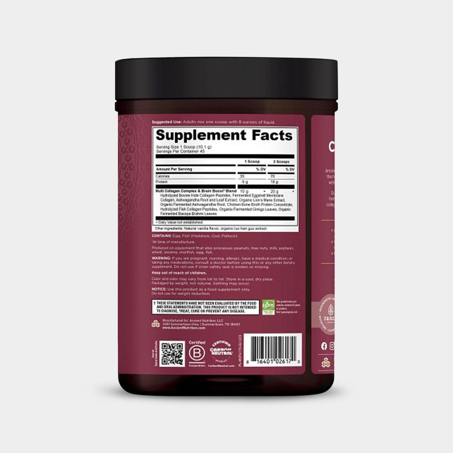 Ancient Nutrition Multi Collagen Protein - Brain Boost - Bodybuilding.com