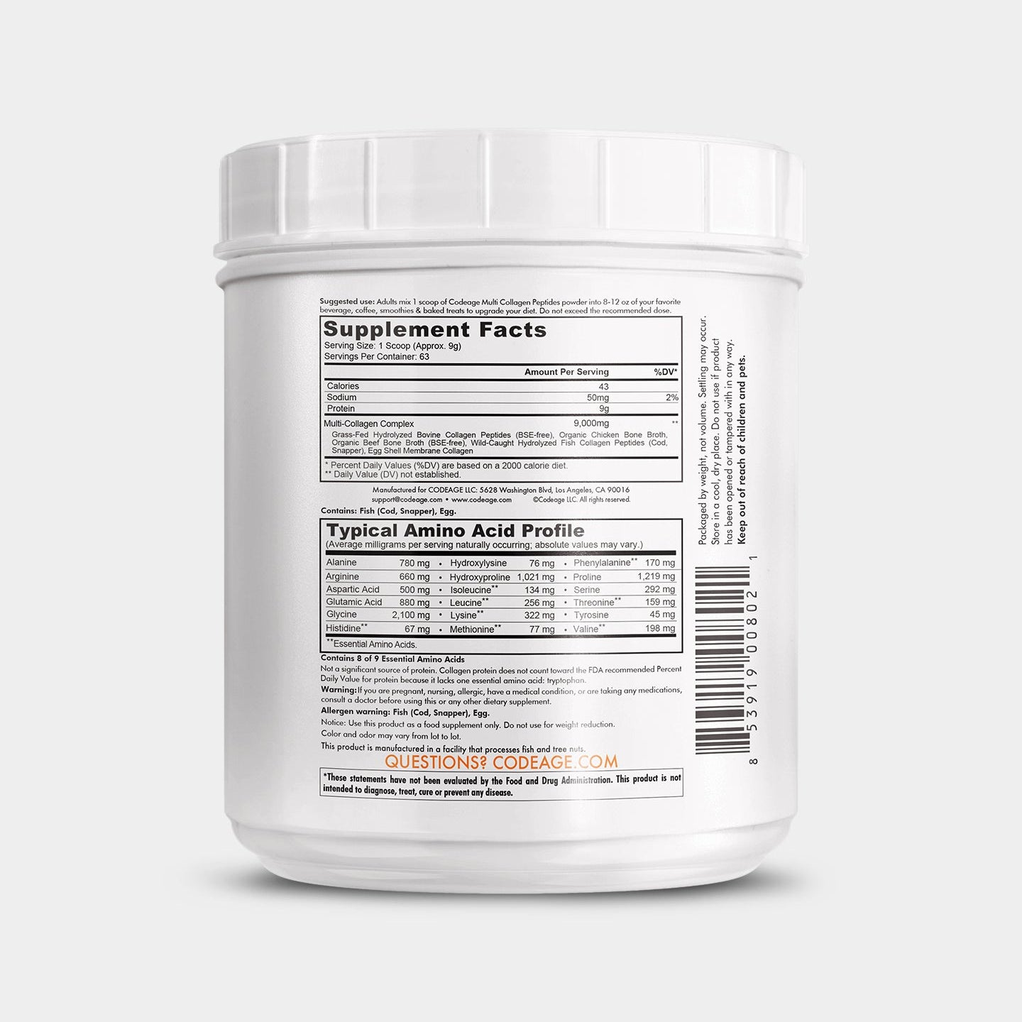 Codeage Hydrolyzed Multi Collagen Peptides Powder Supplement - Bodybuilding.com