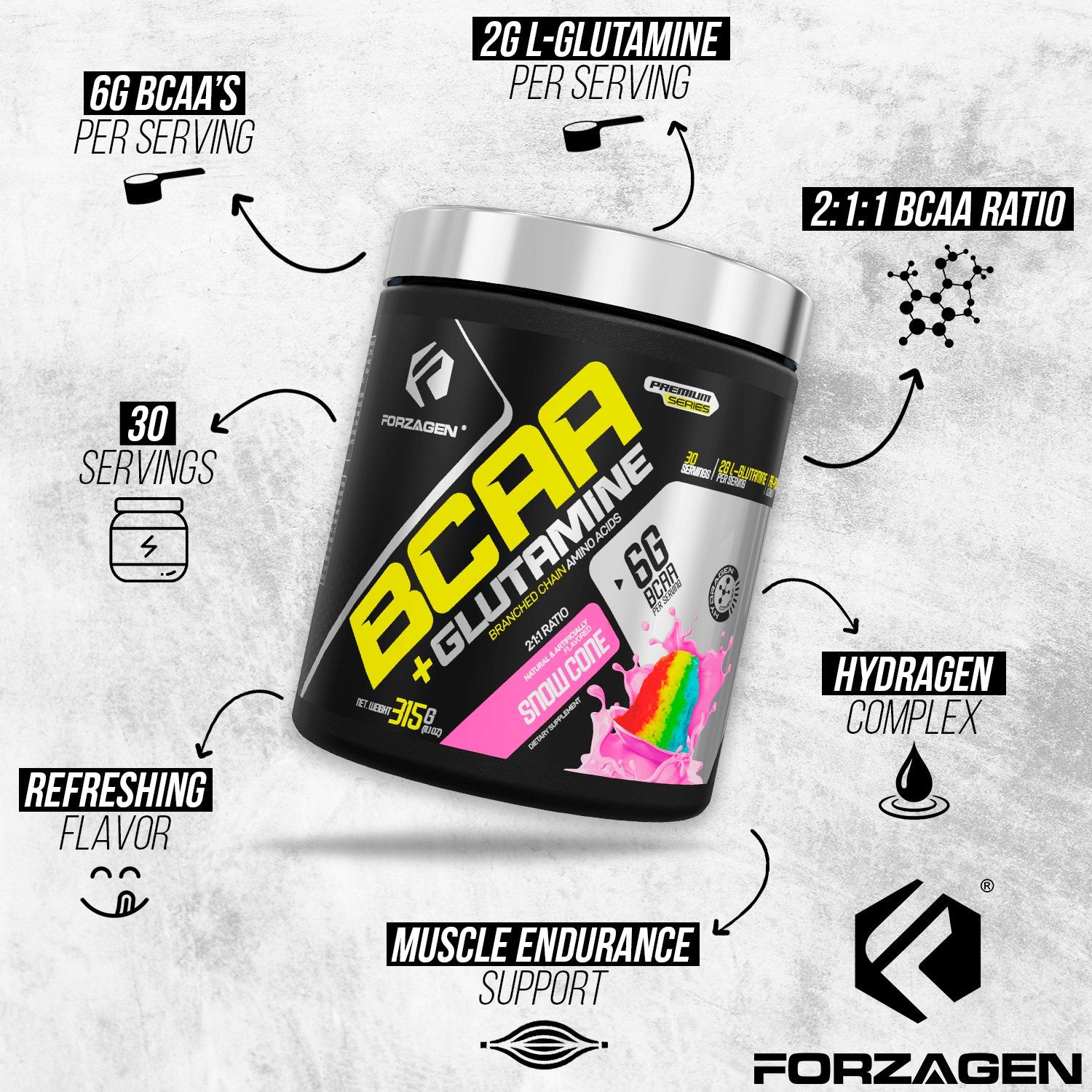 Forzagen BCAA'S + Glutamine with Hydragen Complex - Bodybuilding.com