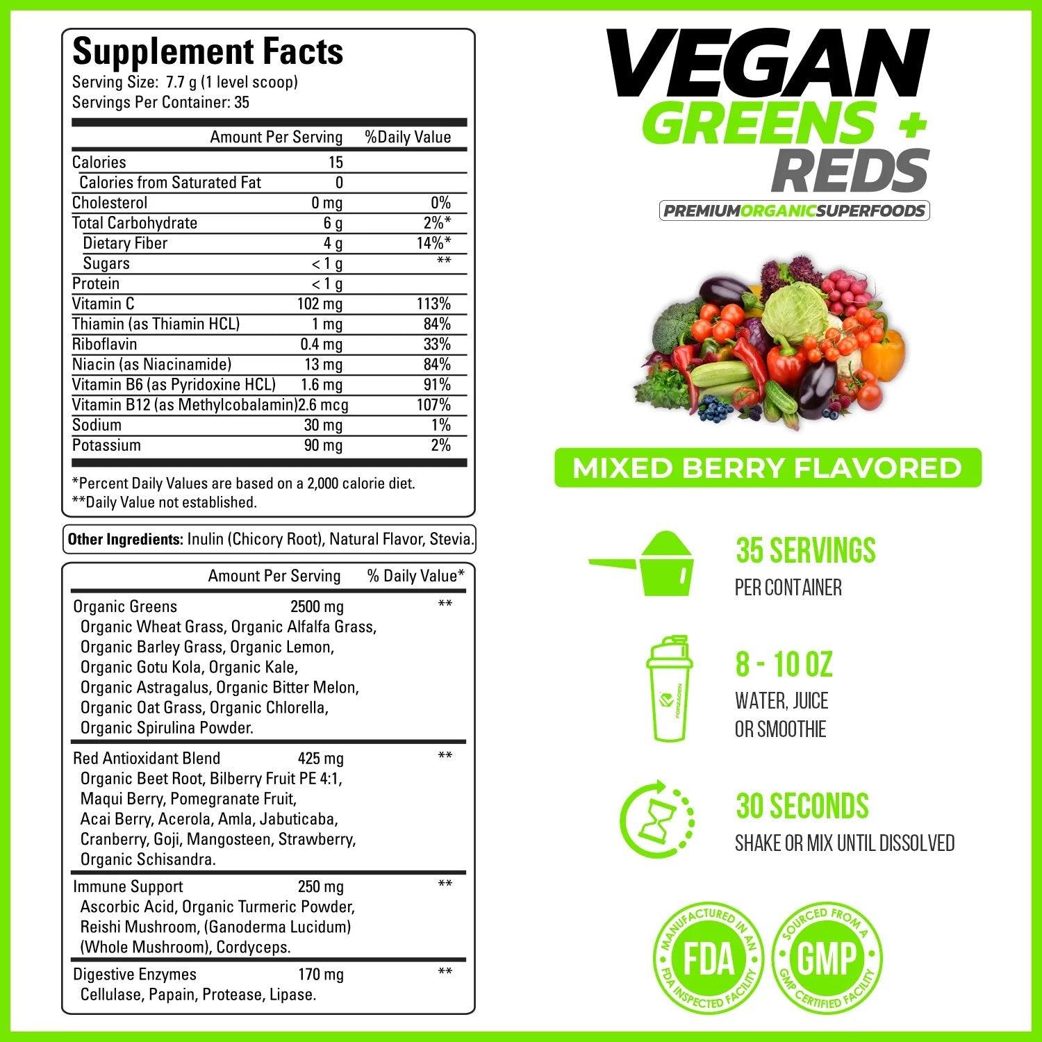 Forzagen Vegan Greens + Reds Superfood - Bodybuilding.com